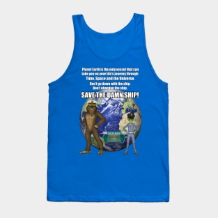 Bigfoot & Little Green Man Save the Ship Tank Top